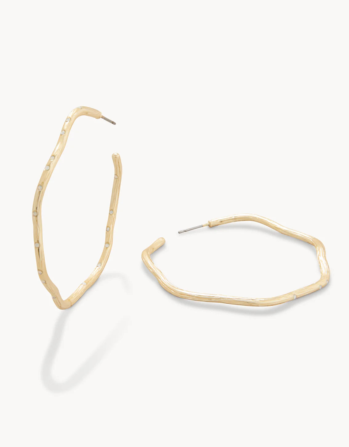 Spartina 449 | Sand Bar Wave White Opal Hoop Earrings 50MM