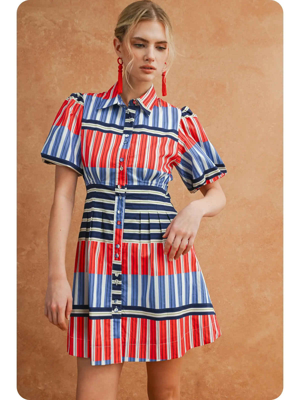 color block mini dress Lila Striped Color:Rose Dress Collection: THE GALA It has a straight Prom Dresses Tight Light