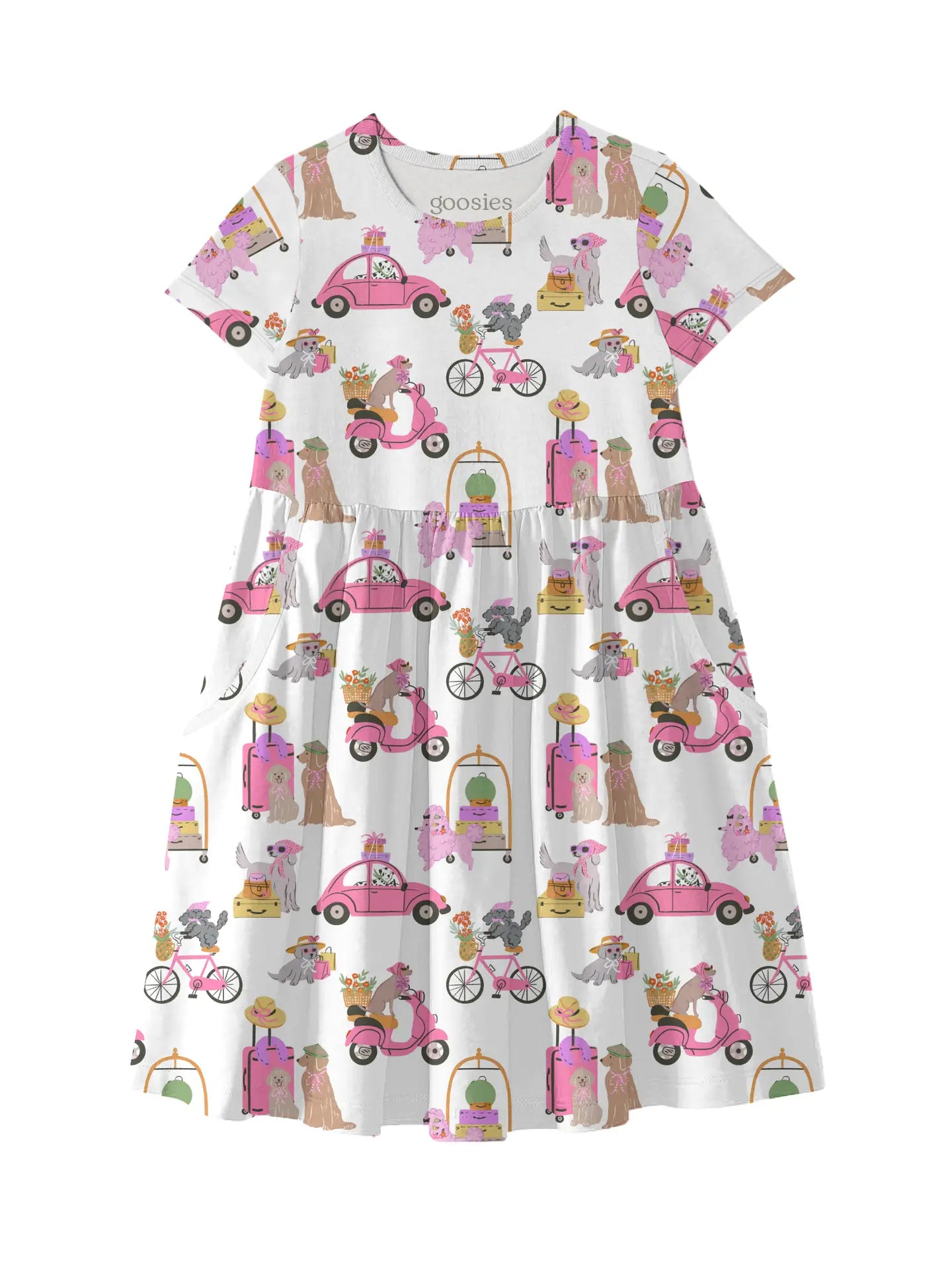 Puppy Chic Short Sleeve Pocket Dress
