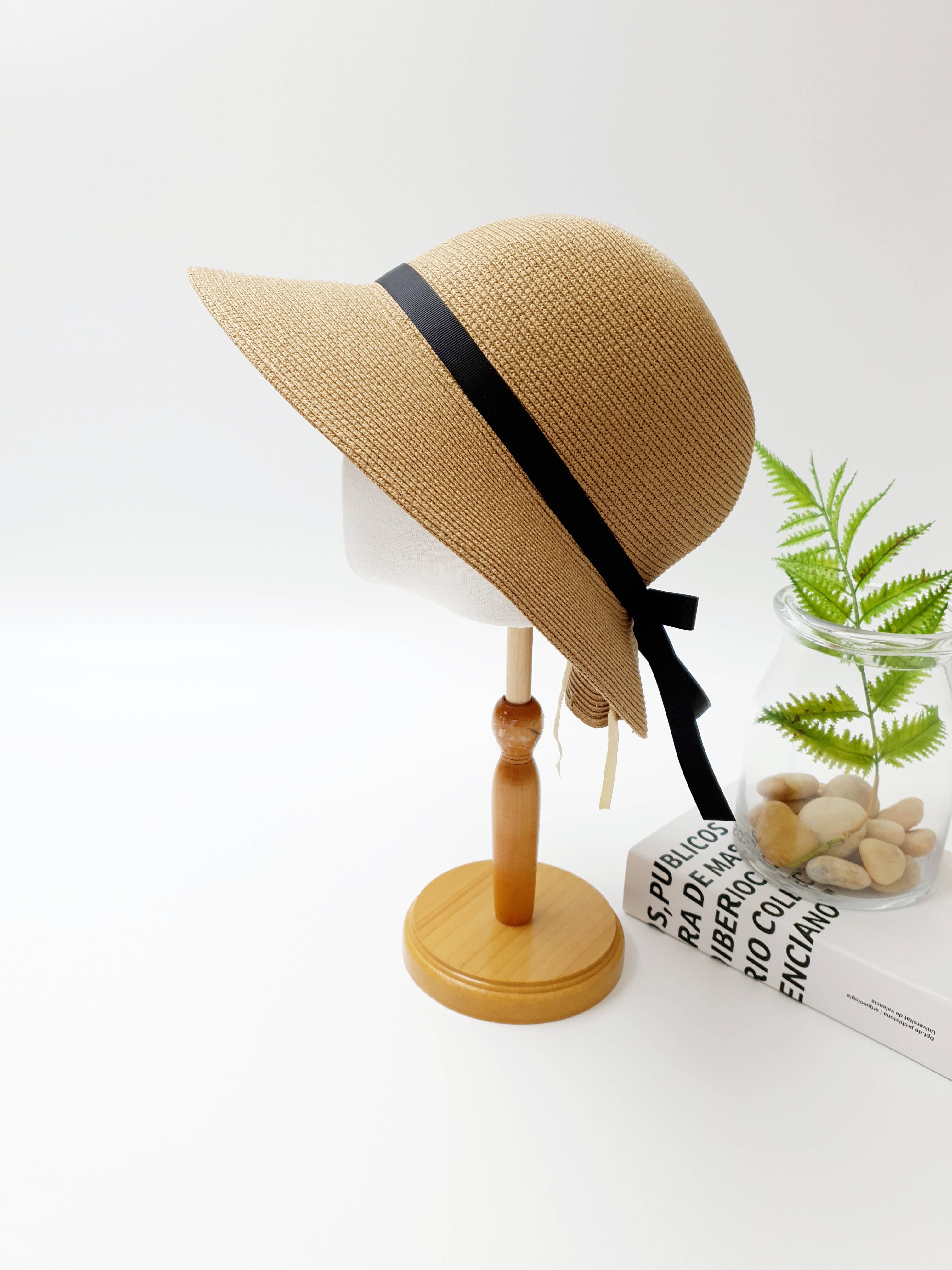 Sarah Wide Brim Beach Hat with Ribbon