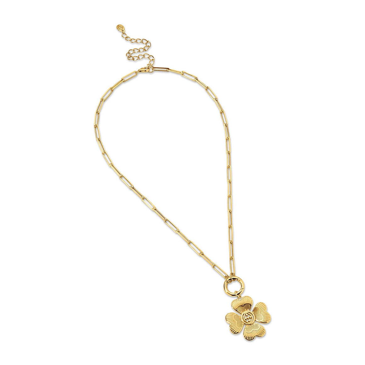 Gracewear | Gold paperclip choker with flower charm