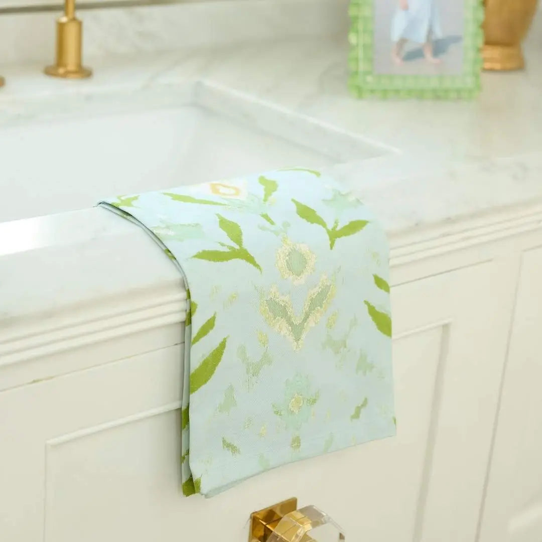Petal Garden Aqua Tea Towel