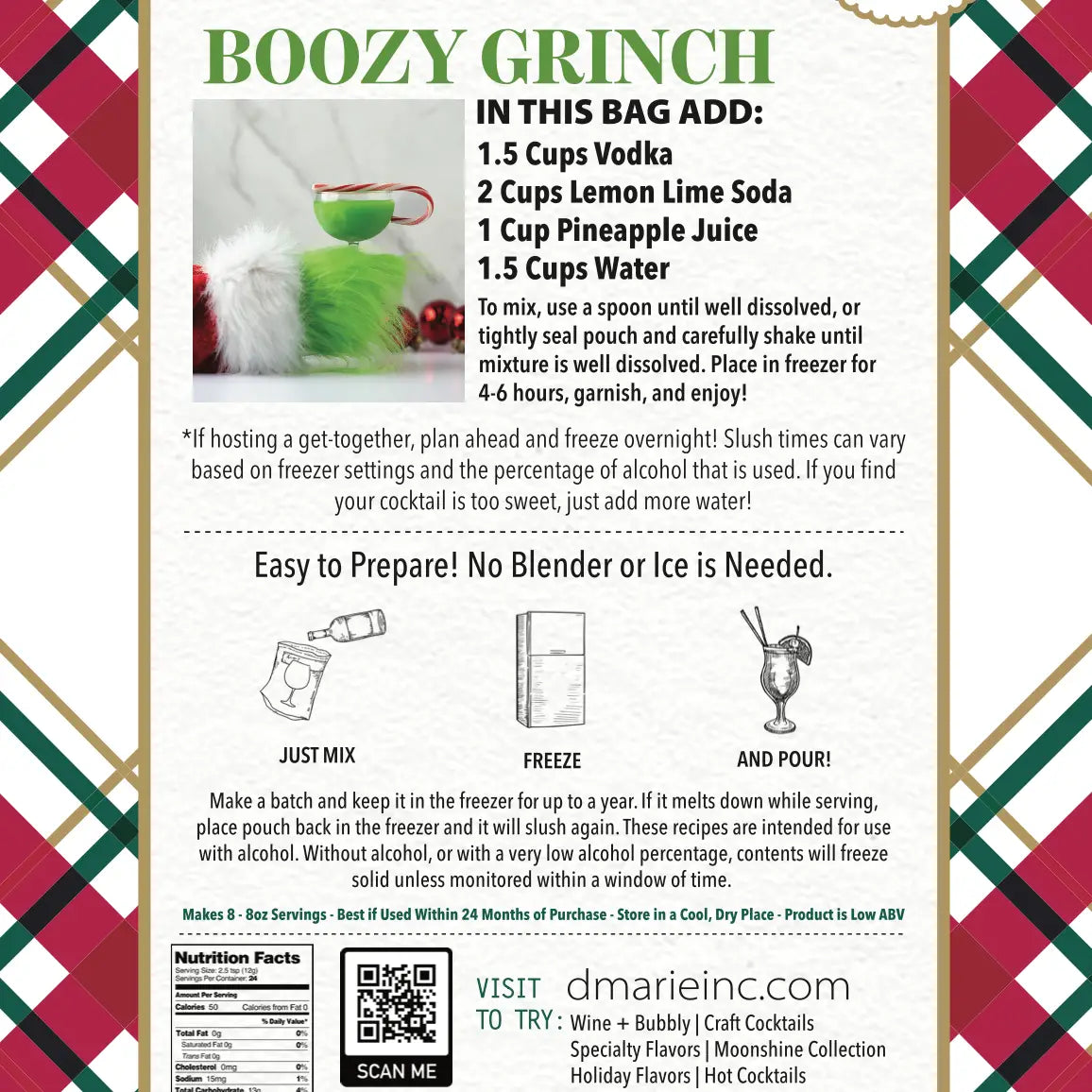 Boozy Grinch Ready to Freeze Drink Pouch Mix