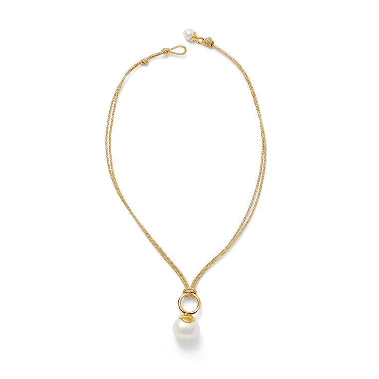 CC & Co. | Gold Pebble Pearl Cord Pendant