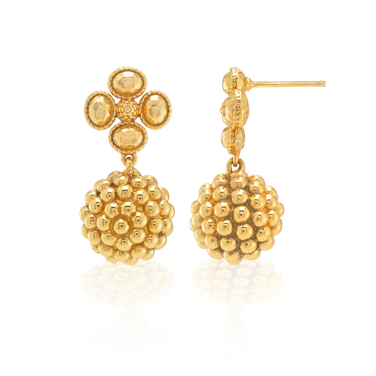 Berry Clover Drop Earrings - Gold