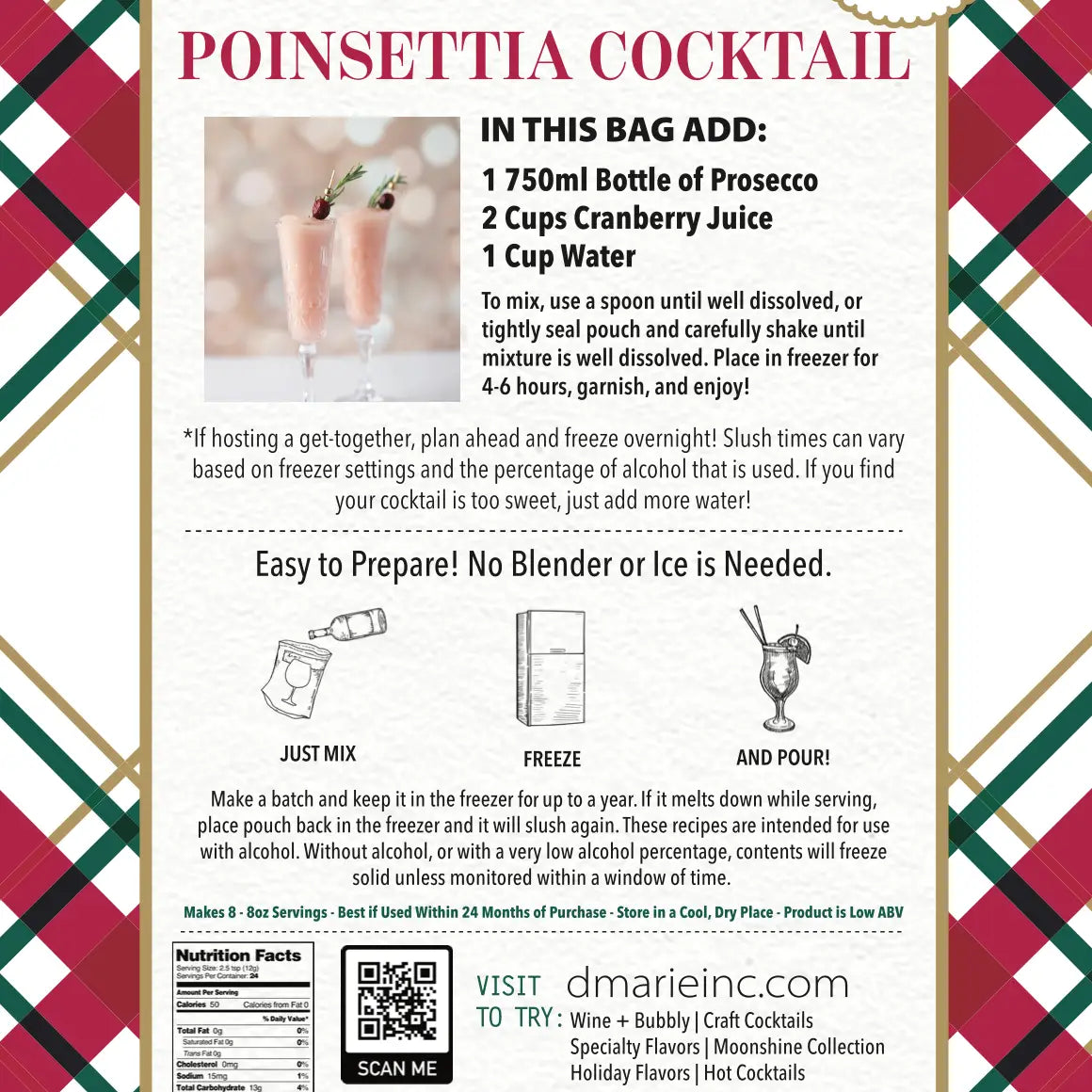 Poinsettia Ready to Freeze Drink Pouch Mix