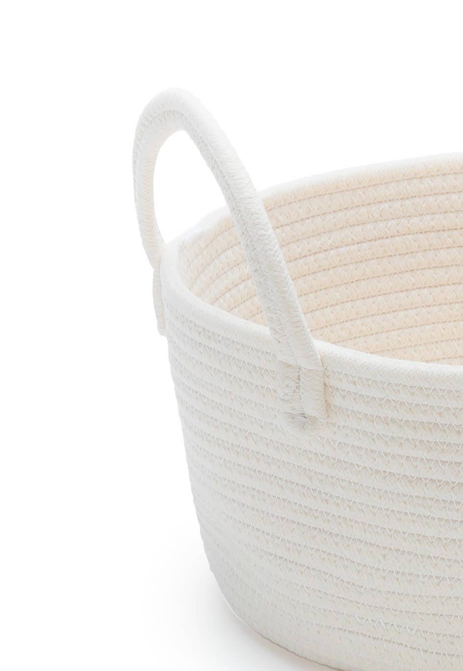Cotton Rope Basket Medium 11.5" x 10.5" x 6" with handles