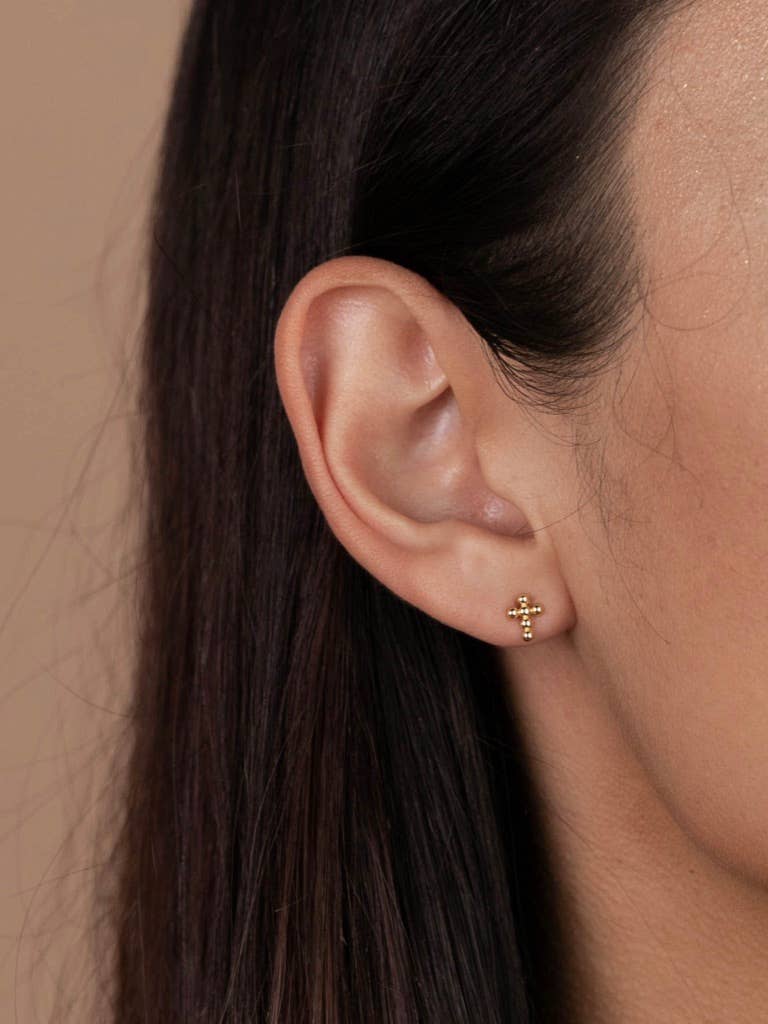 Stud - Cross - Gold Earrings