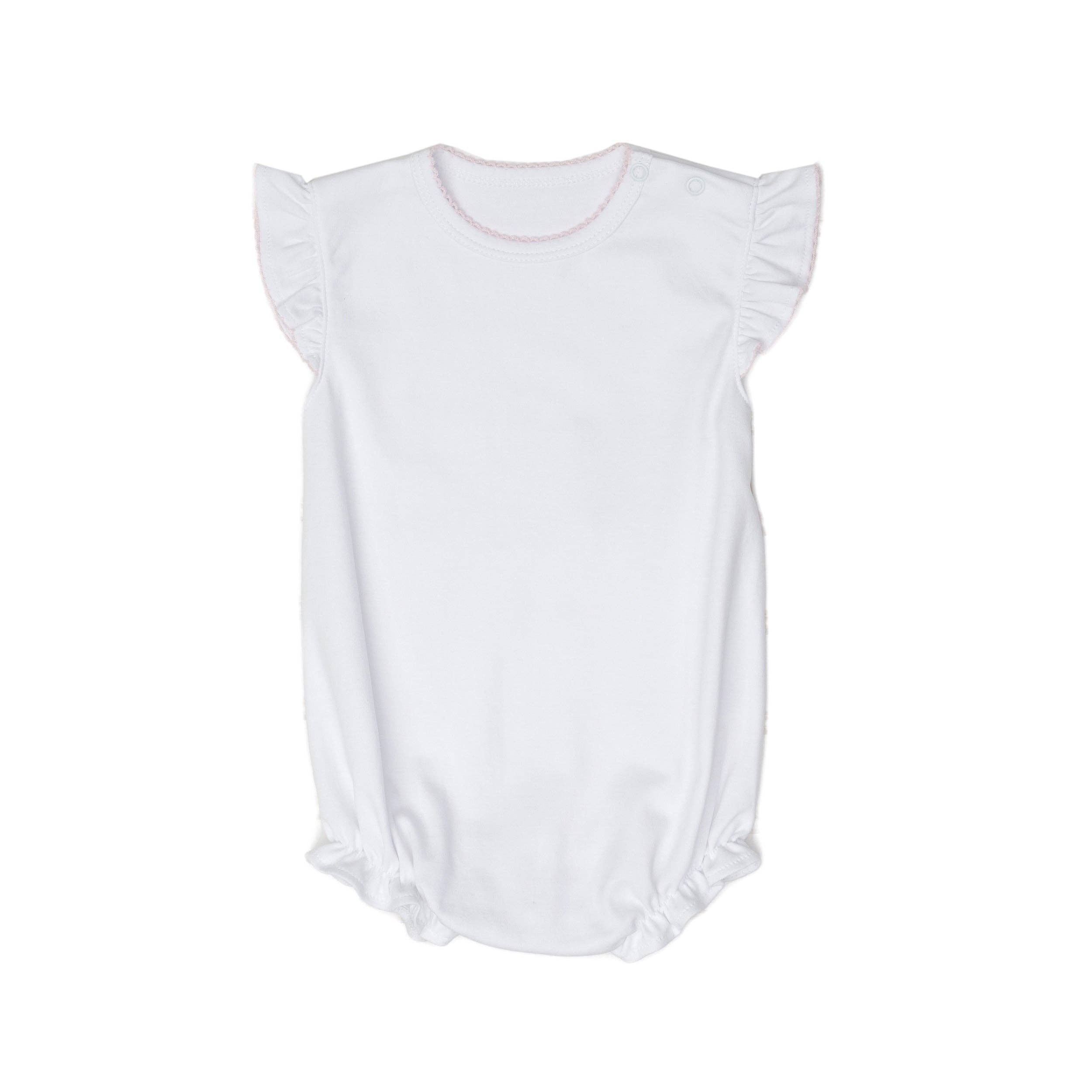 White W/ Pink Moonstitch Pima Bubble