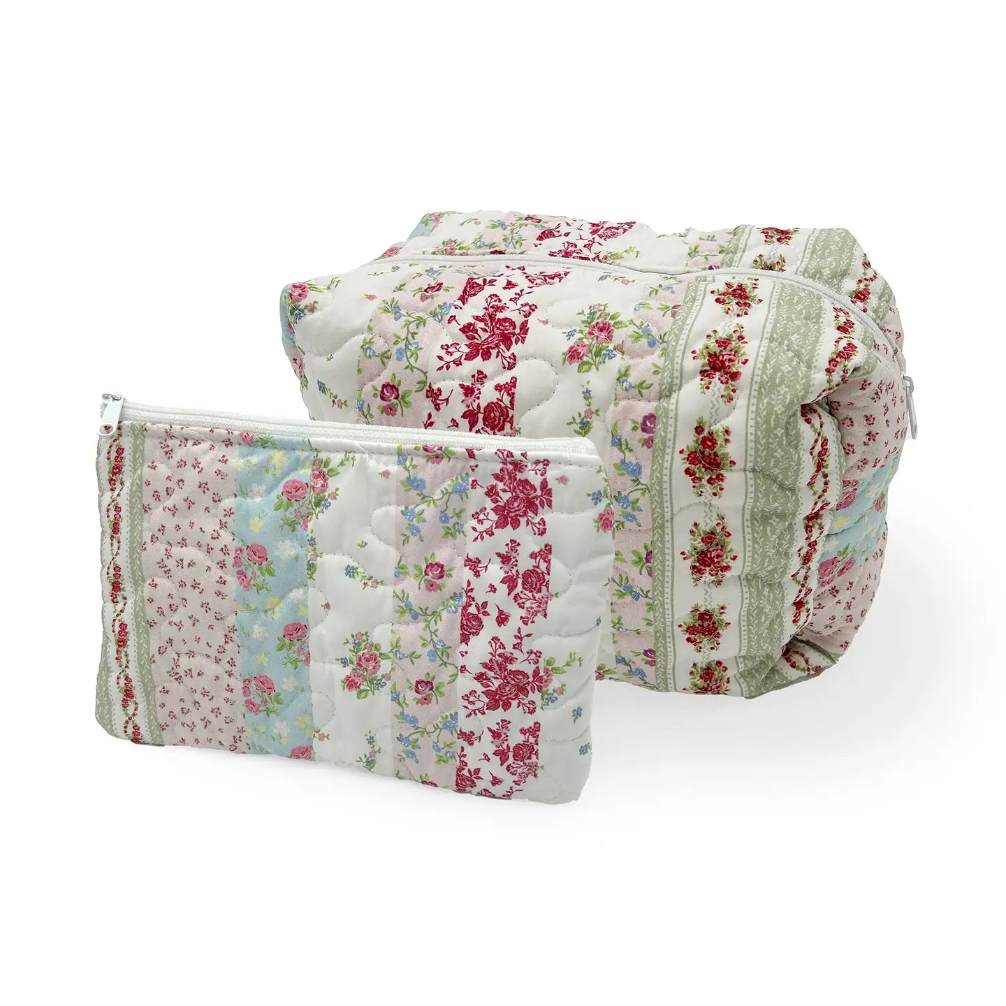 Lynette Patchwork Stripe Quilted Cosmetic Bag