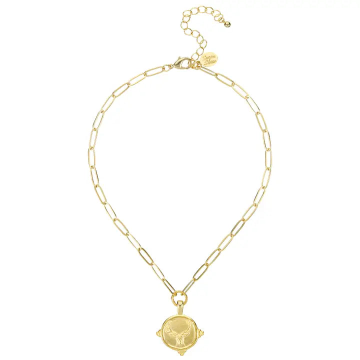 Stag Pendant on Medium Paperclip Chain Necklace