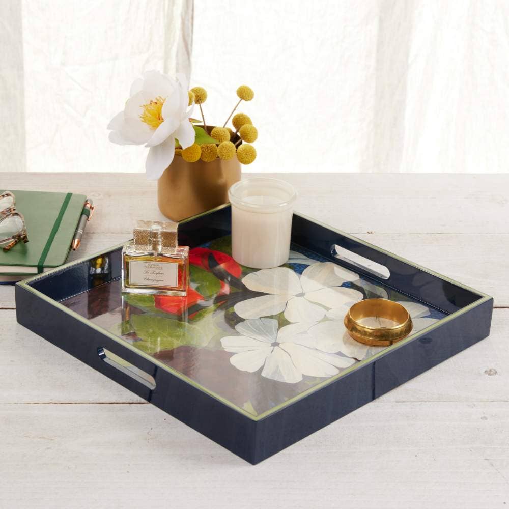 Flower Pine Square Lacquer Serving Tray