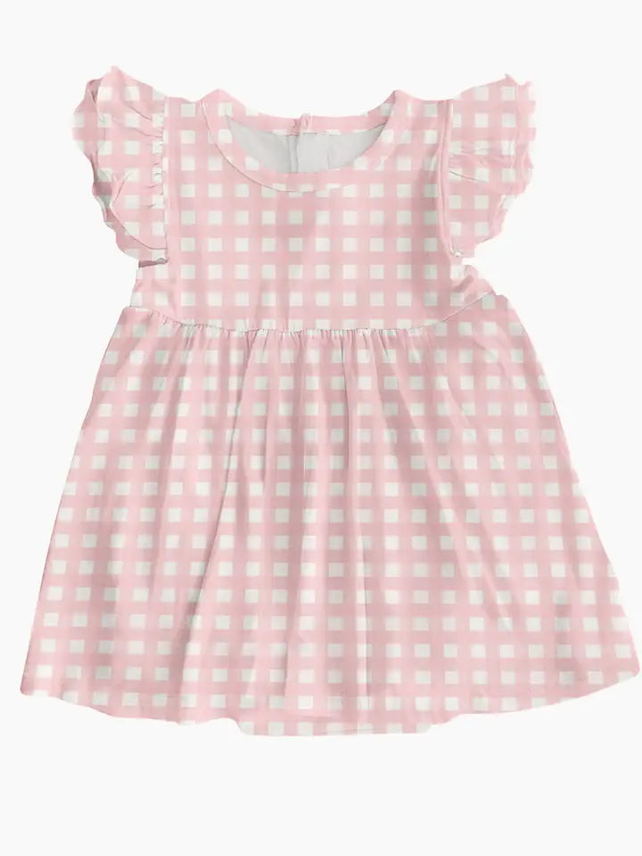 Cottage Pink Gingham Bodysuit Dress
