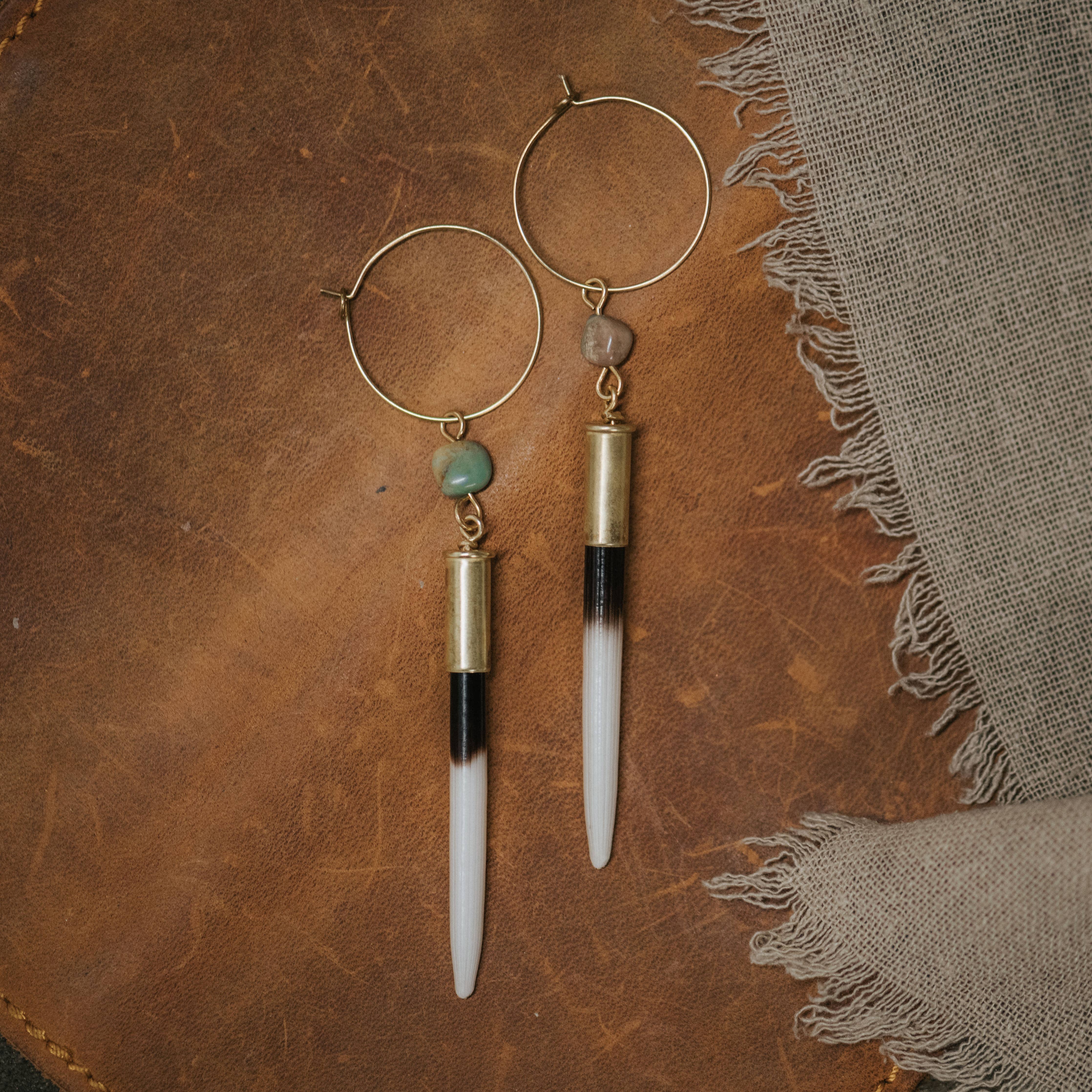 Beth Dutton Quill Earrings // Turq Hoop Variant