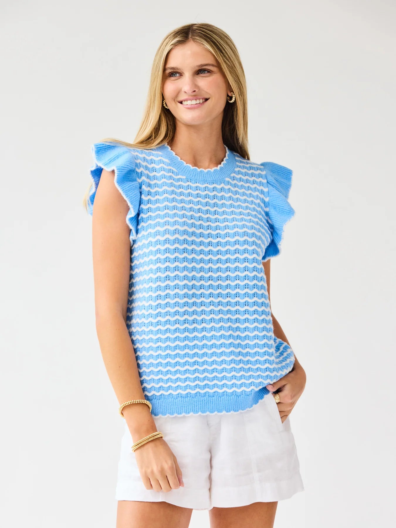 Oakley Blue White Sweater Top