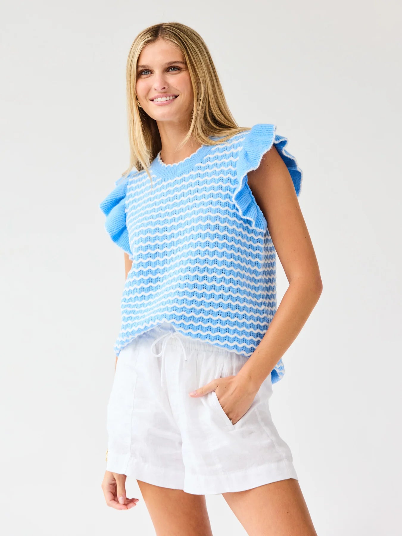 Oakley Blue White Sweater Top