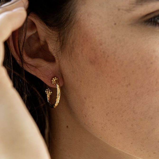 Berry Small Hoop Earrings in Hammered Gold
