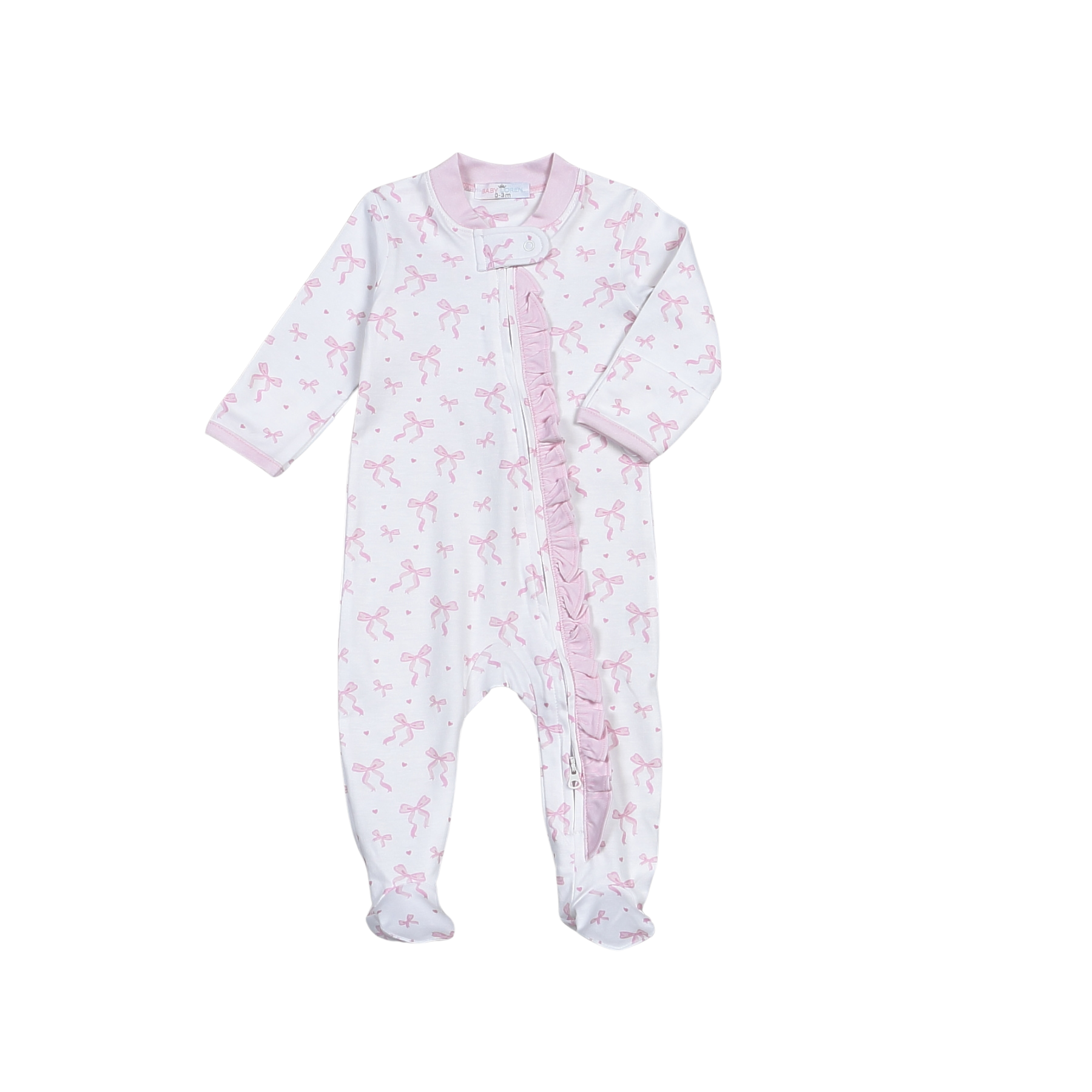 Baby Loren | Pink Coquettes Pima Zipper Footies