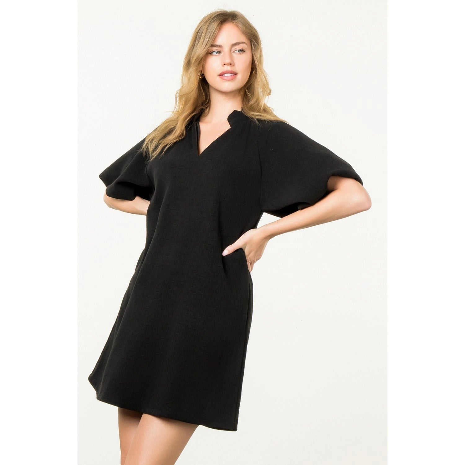 Audrey Puff Sleeve Corduroy Dress