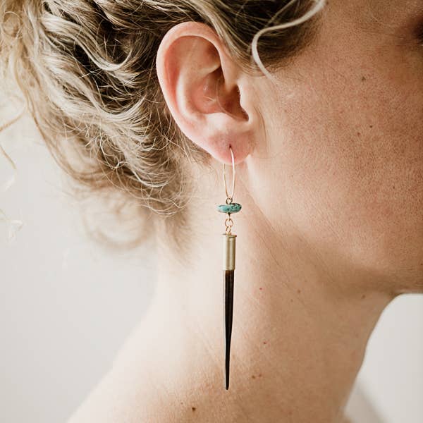Beth Dutton Quill Earrings // Turq Hoop Variant