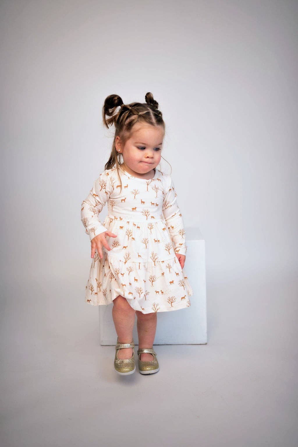 Forest Friends Long Sleeve Twirl Dress w/Biker Shorts