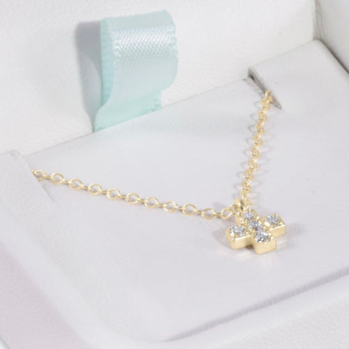 eNewton | 14kt Gold and Diamond Signature Cross Necklace