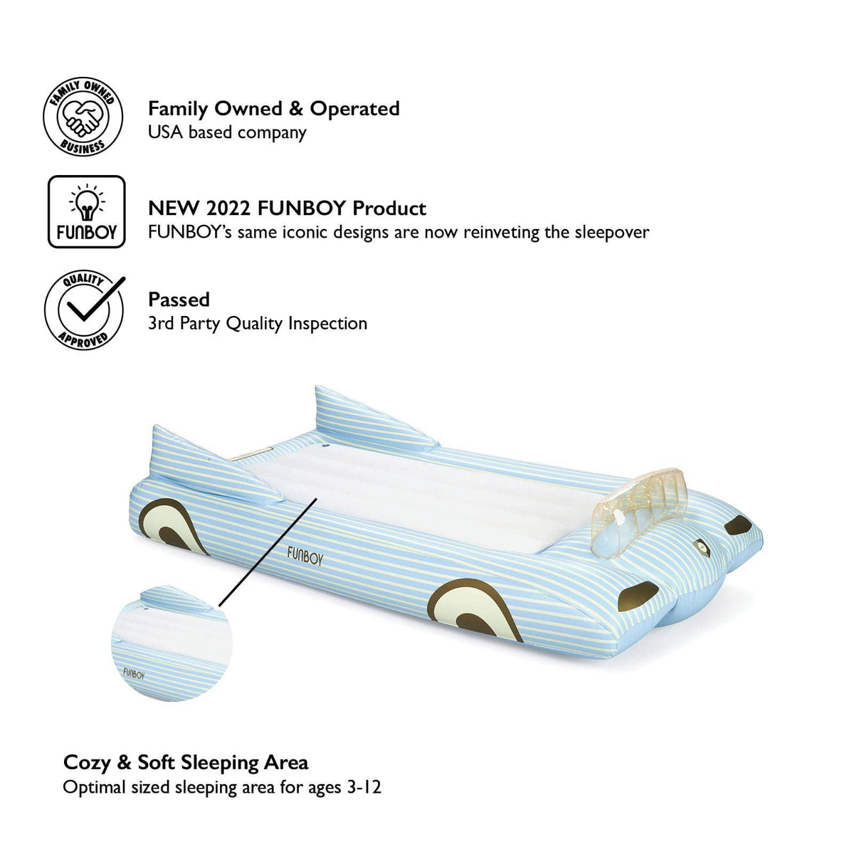 Blue Convertible Kids Sleepover Air Mattress
