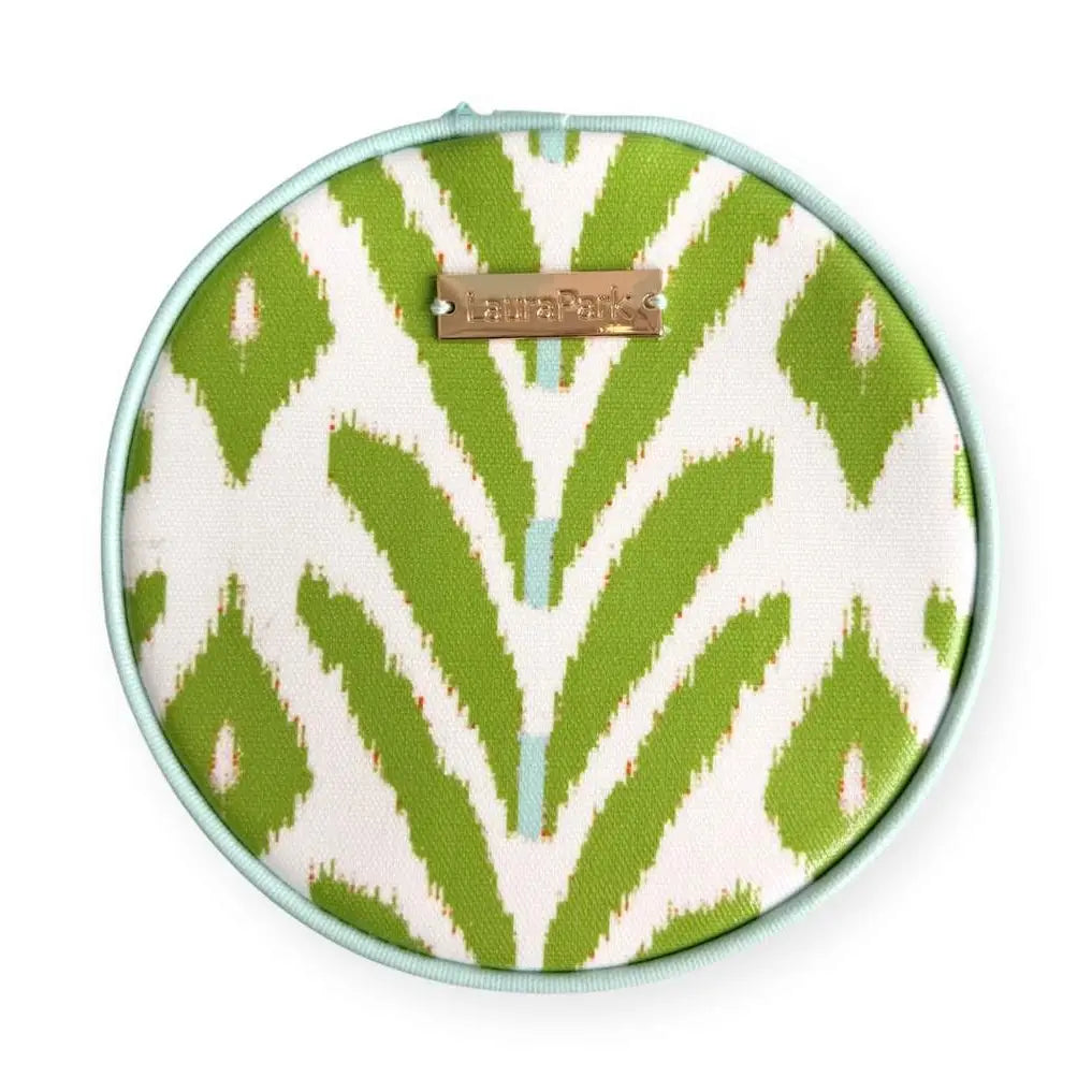 Petite Frond Green Round Jewelry Case