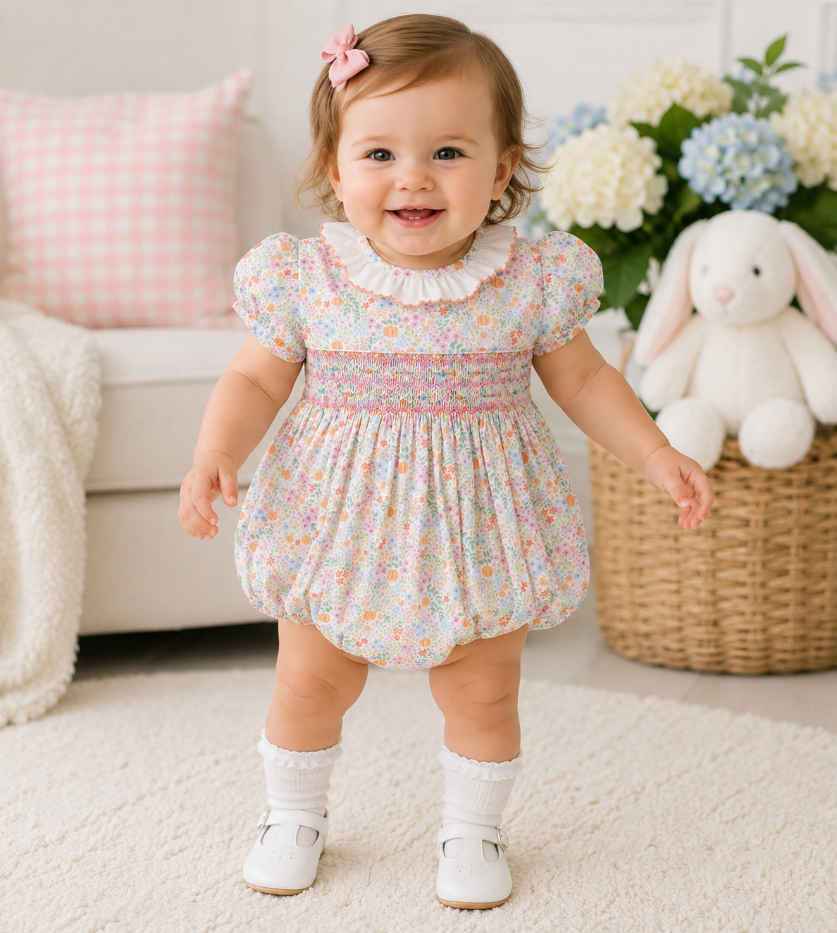 Pumpkin Floral Short Sleeve Short Bubble