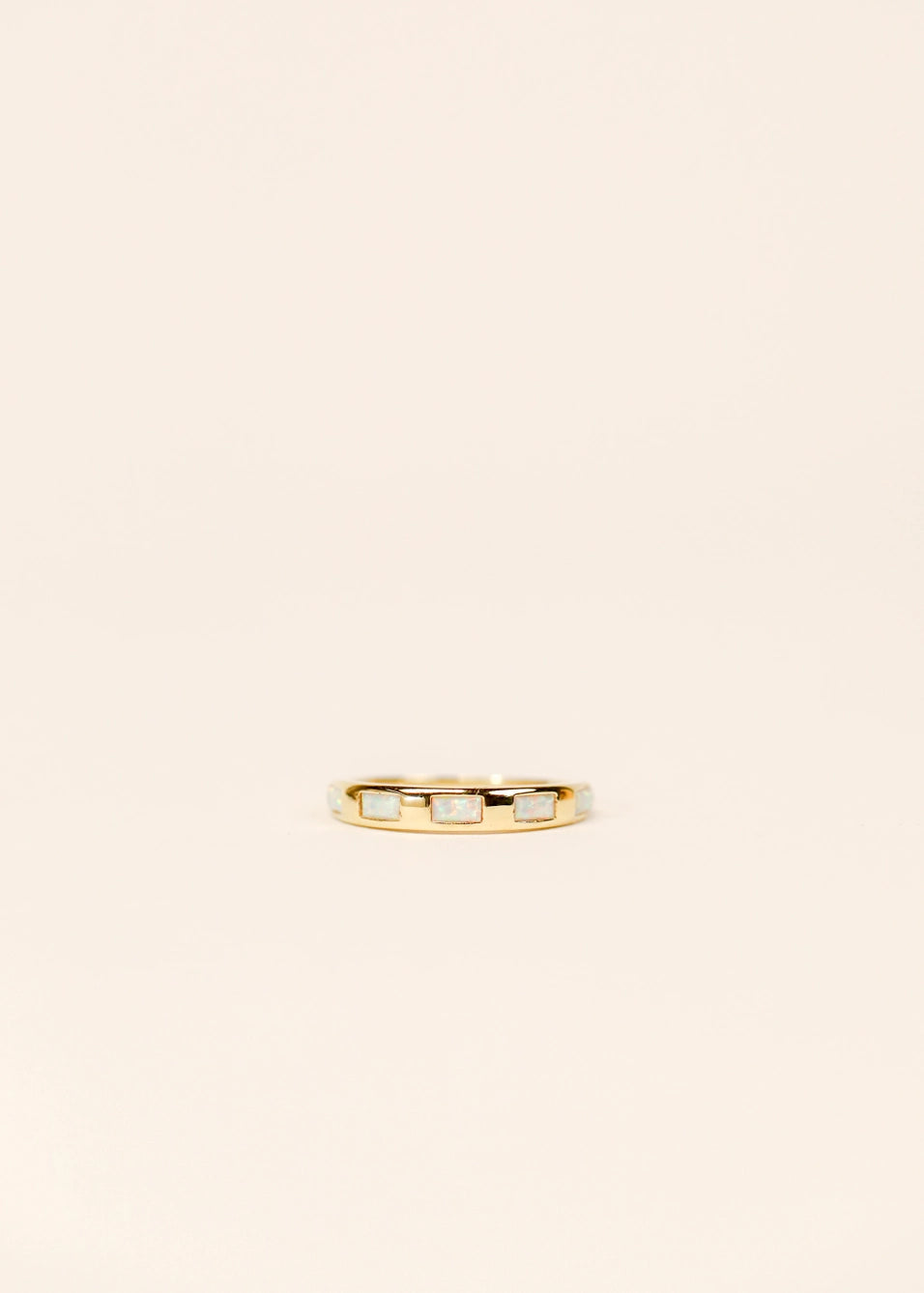 JAXKELLY || White Opal Inset Baguette Gold Rings