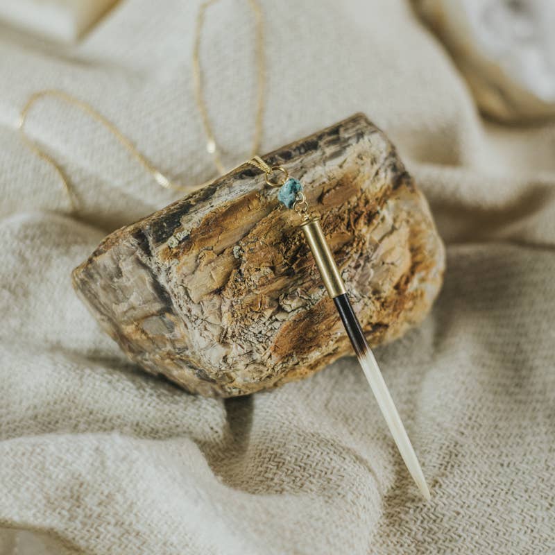 Beth Dutton Quill Necklace // Turquoise // 32"