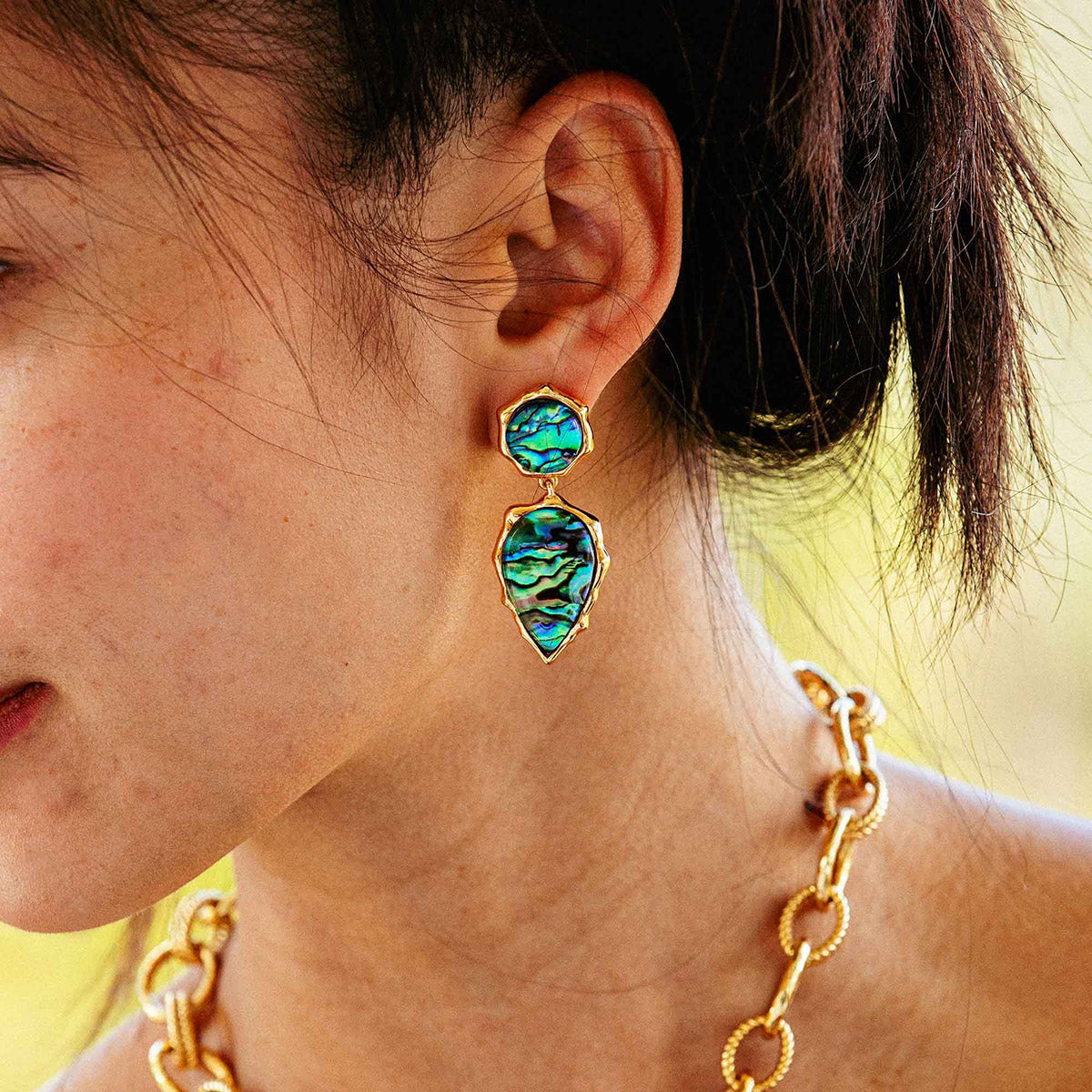 Capucine De Wulf | Aurora Double Drop Post Earrings - Abalone