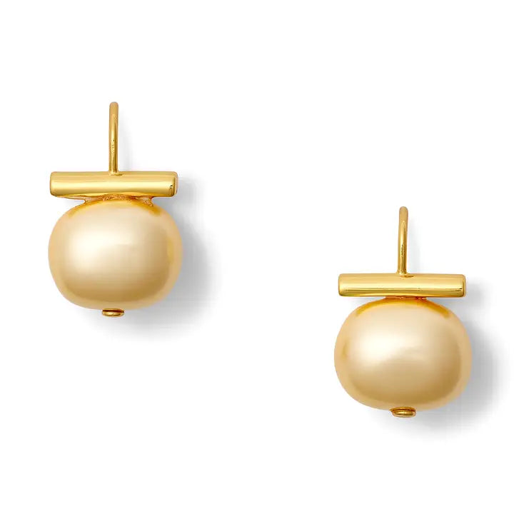CC & Co. | Gold Pebble Pearl Earrings - Medium
