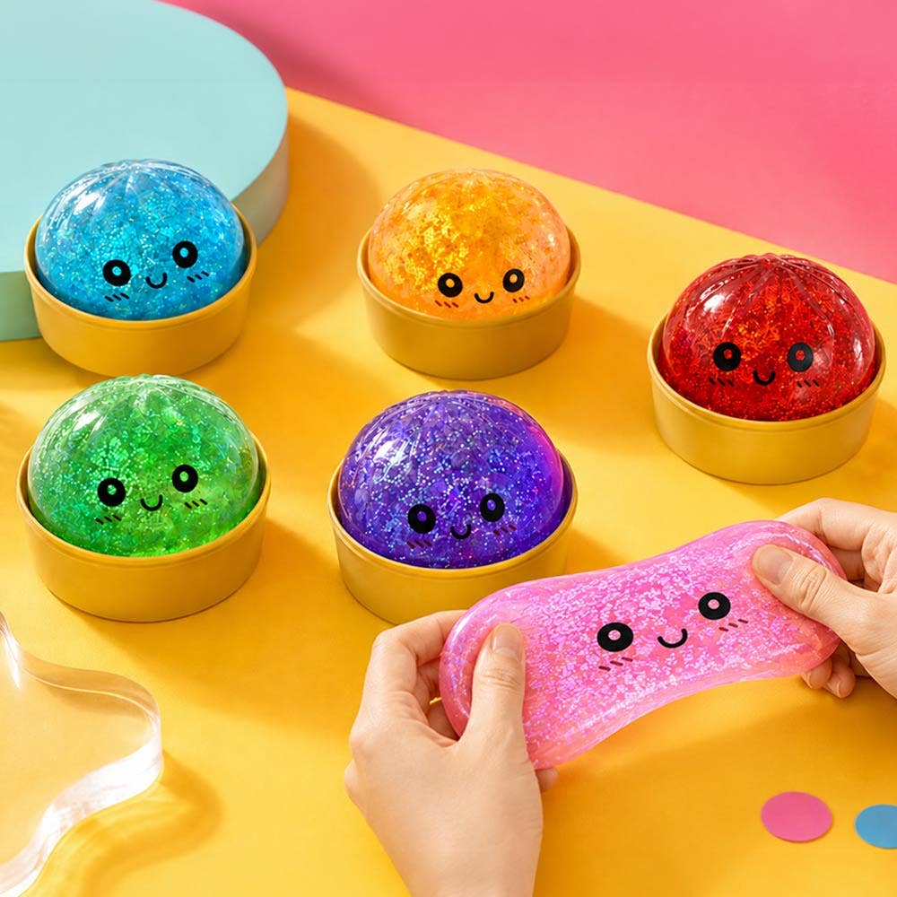 Glittered Steamed Bao Bun Dumpling Squeeze Squishy Toy