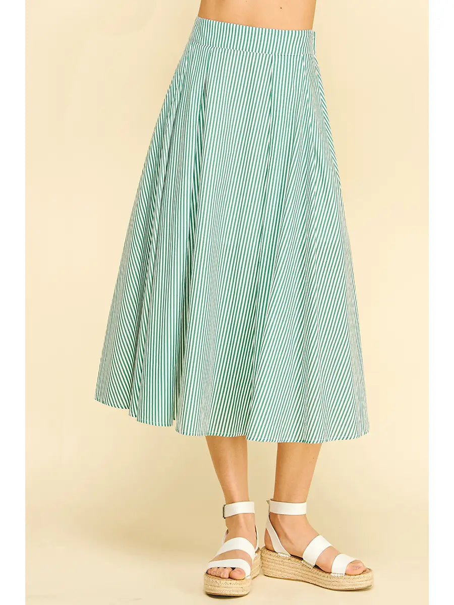 Jill Green Striped Skirt