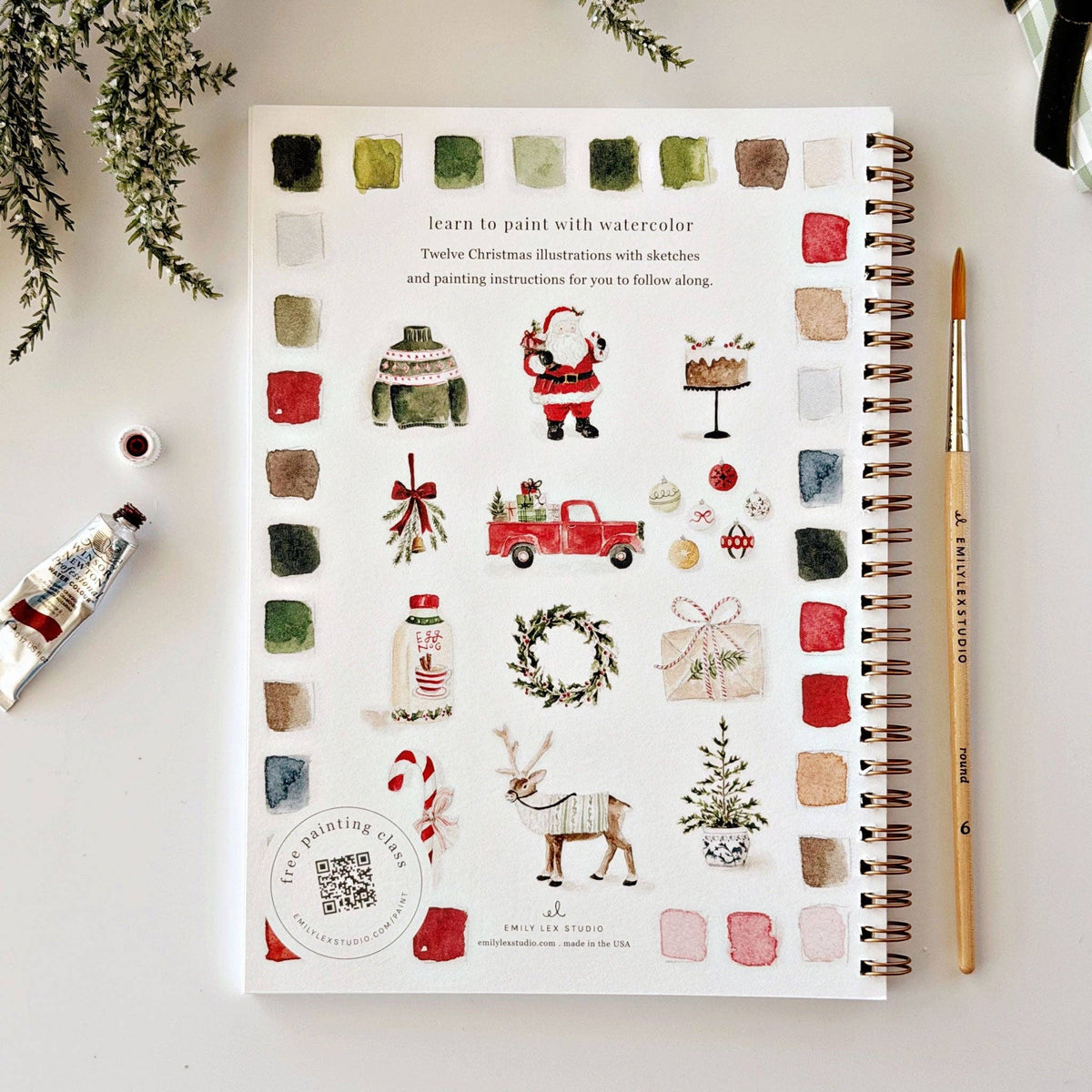 Classic Christmas Truck Watercolor Workbook