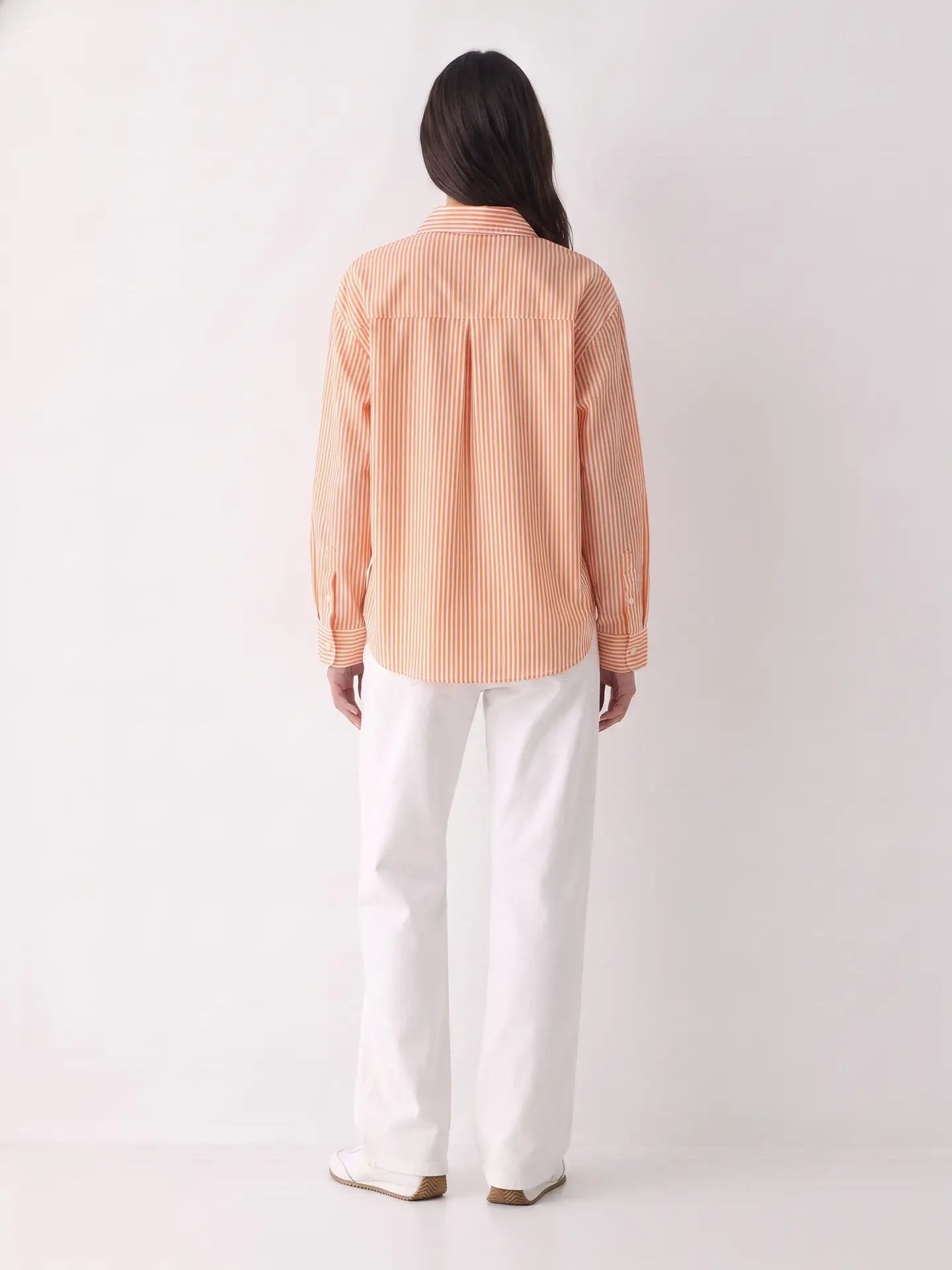 Maren Orange Striped Button Down