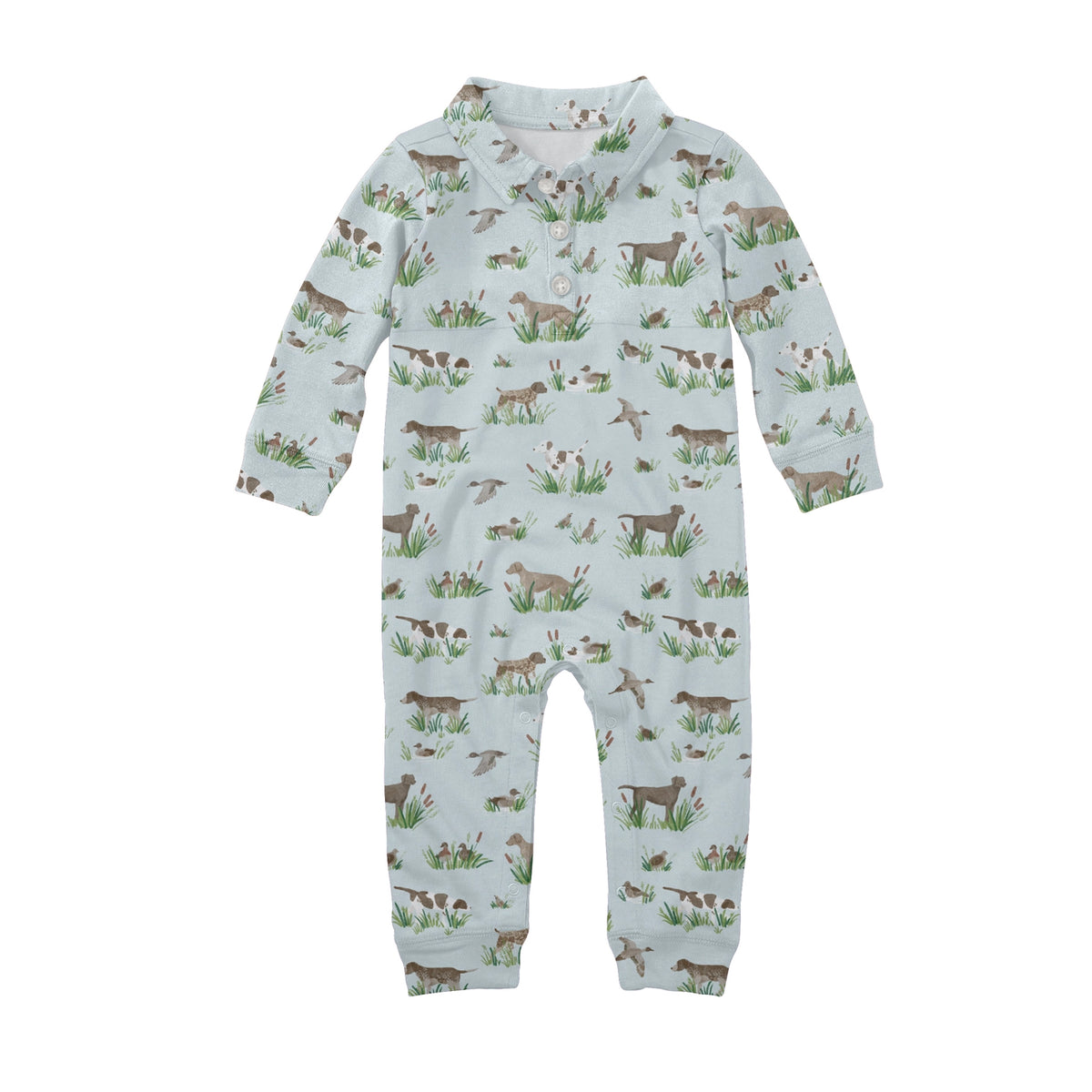 Delta Bird Hunting Dogs Sweatshirt Polo Romper
