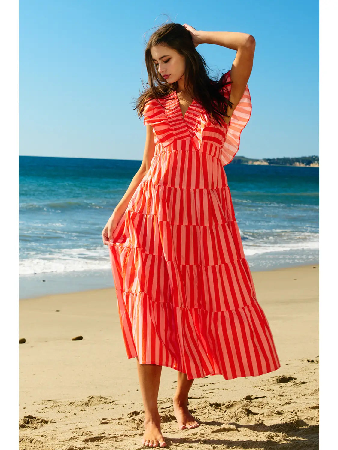 Maisy Striped Ruffle Tiered Maxi Dress