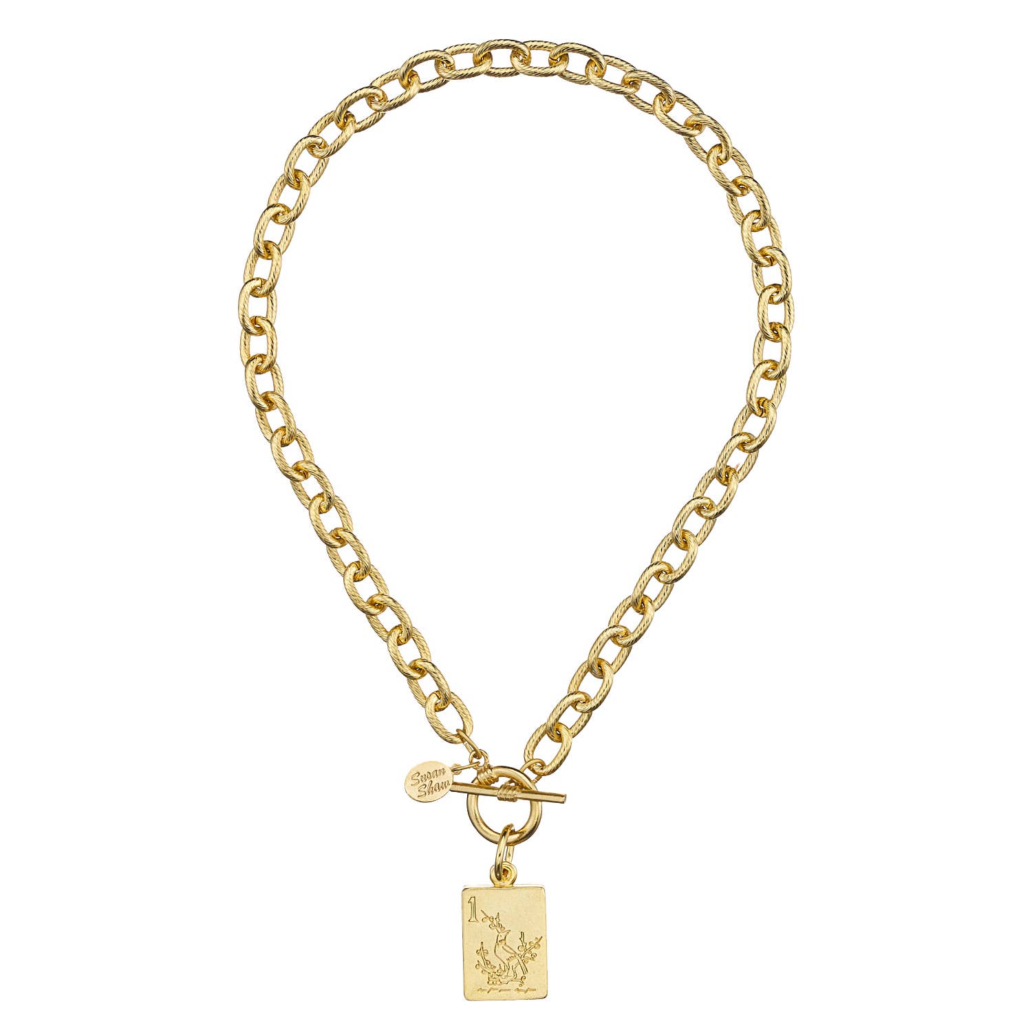 1 Bam Bird Mahjong Tile Toggle Necklace