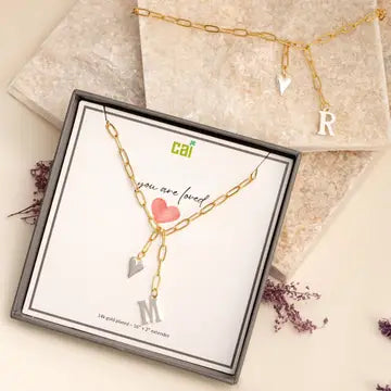 Love me dangle initial necklace