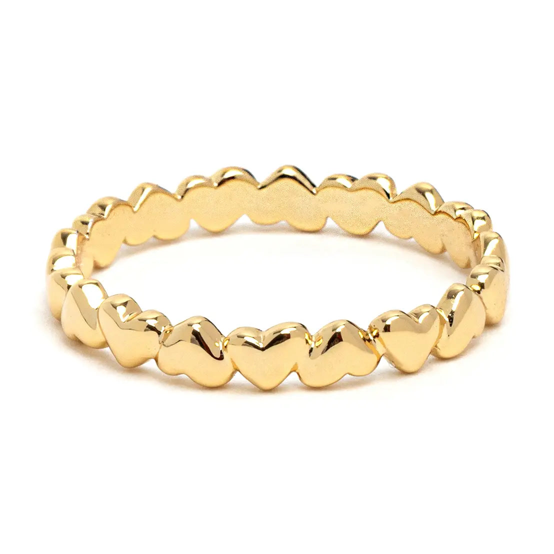 Gold Plain Circle of Hearts Ring