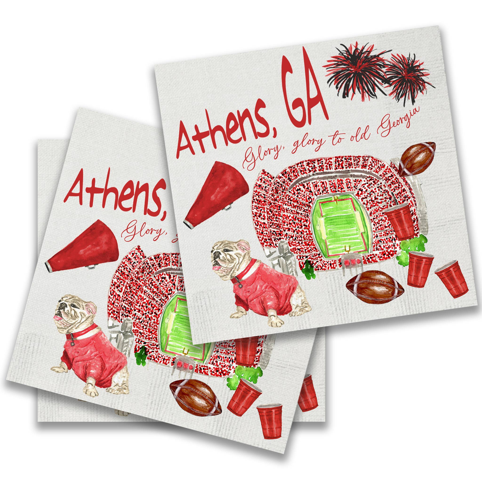 Georgia Football Pattern Cocktail Napkin