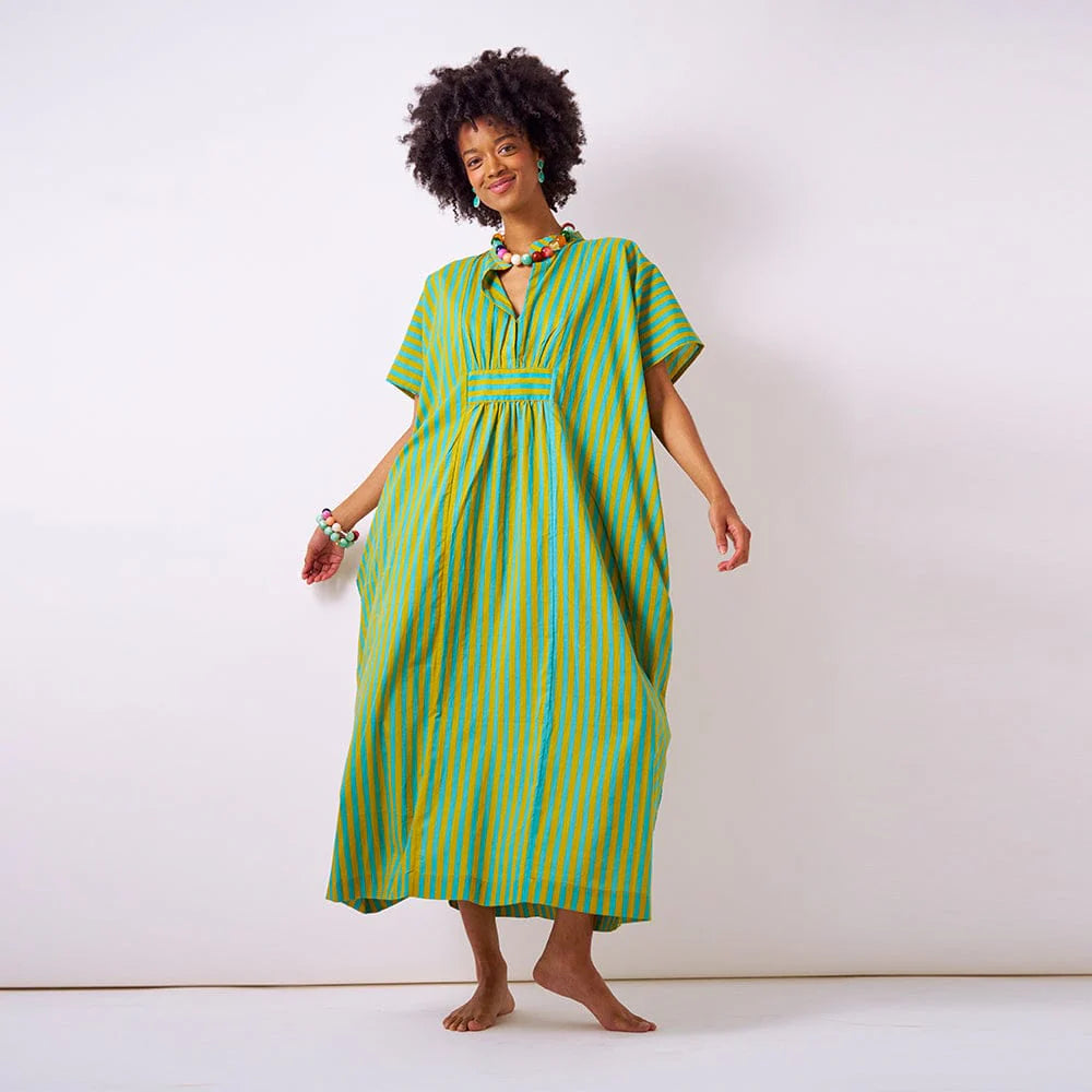 Margot Striped Kaftan with Internal Drawstring