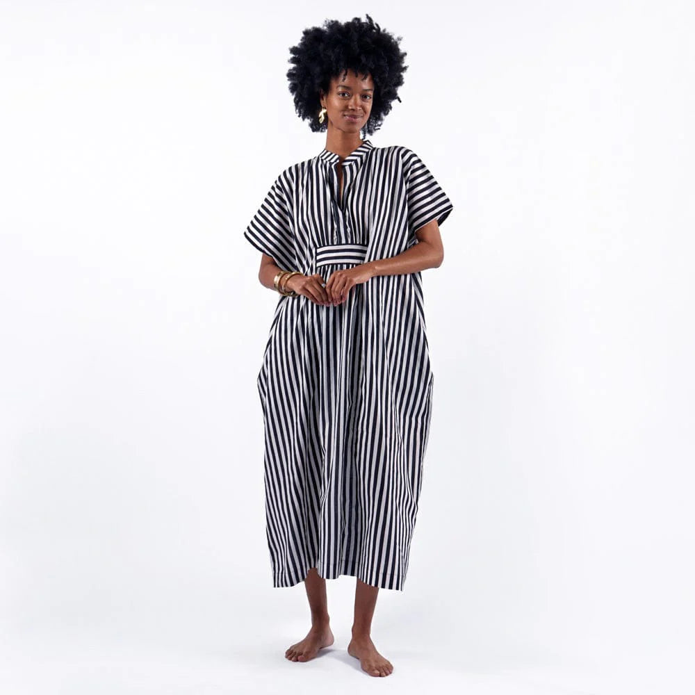 Margot Striped Kaftan with Internal Drawstring
