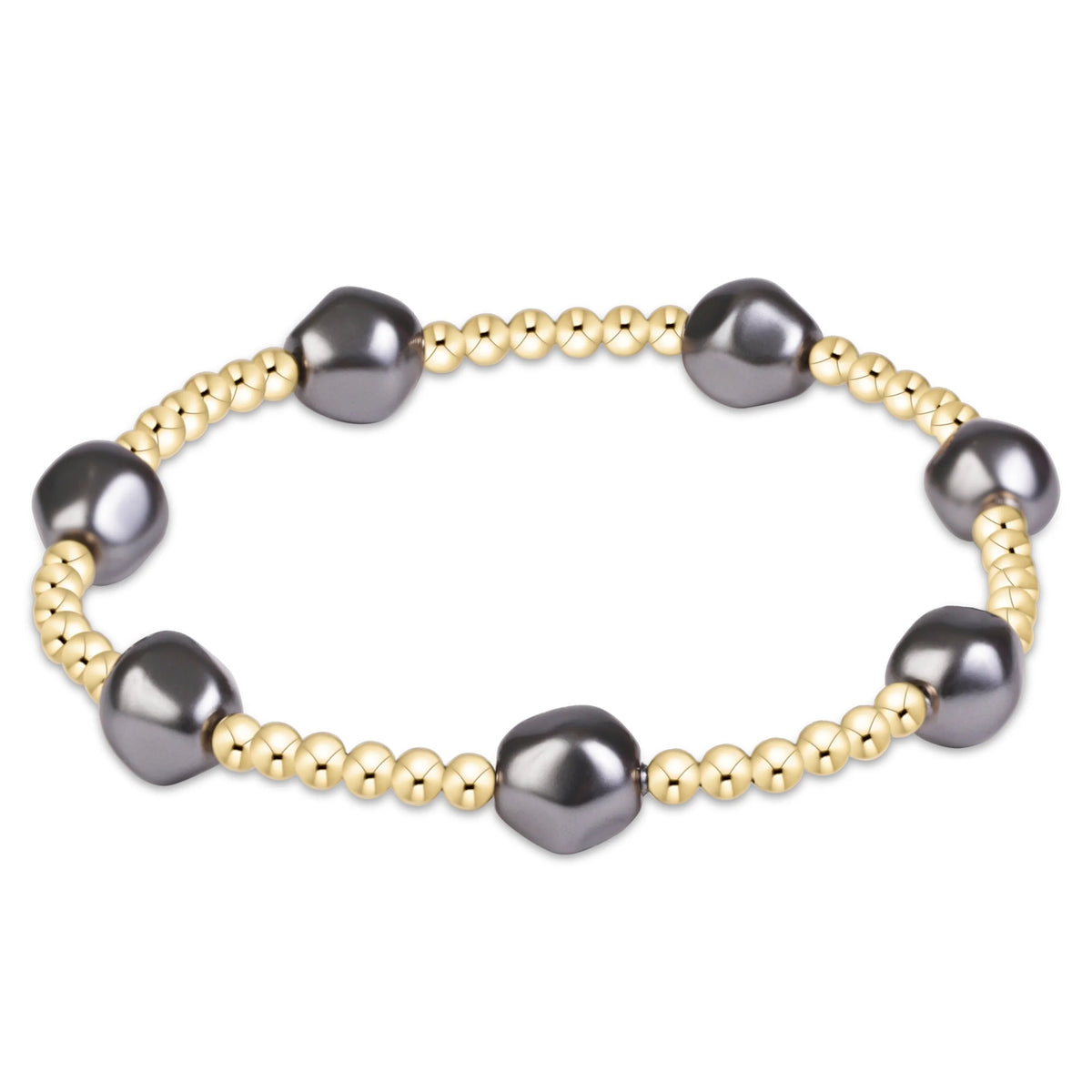 Extends Admire Pearl Dark Grey 3mm Gold Bracelet