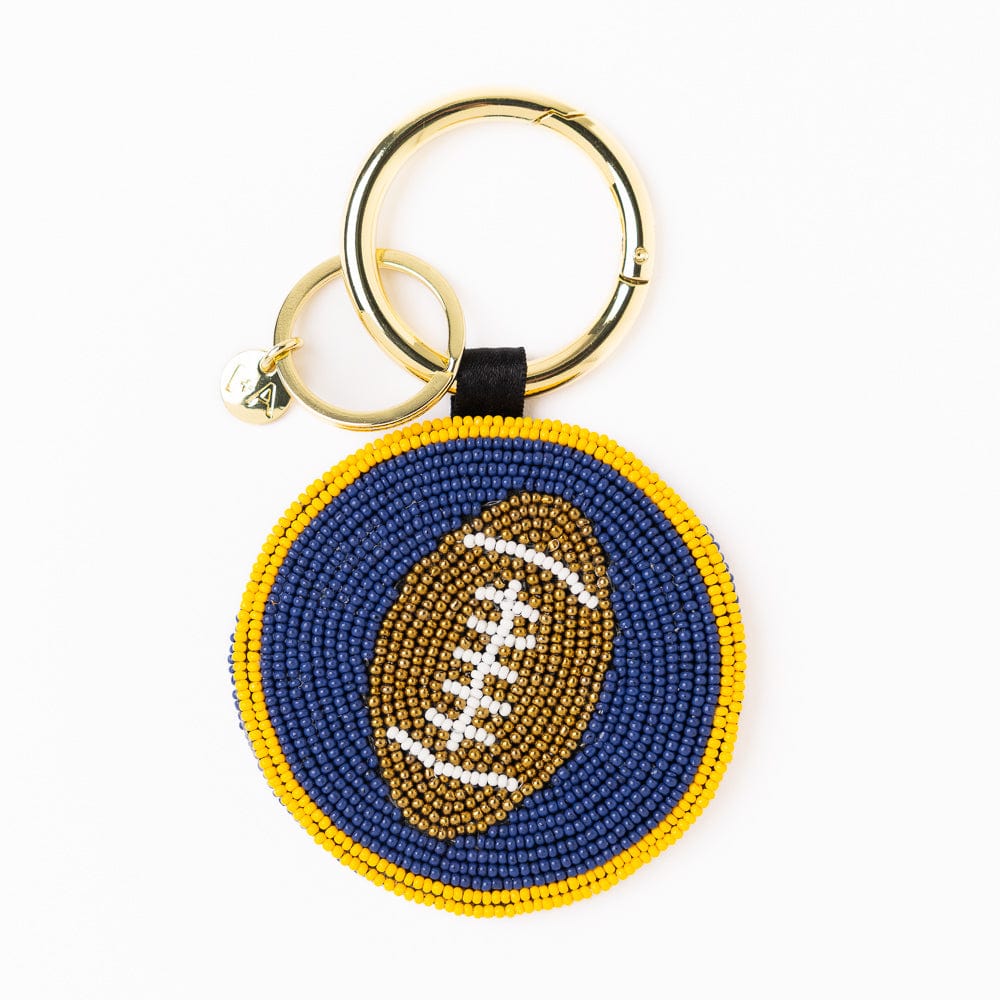 INK + ALLOY | Game Day Football Beaded Bag Charm Yellow + Blue