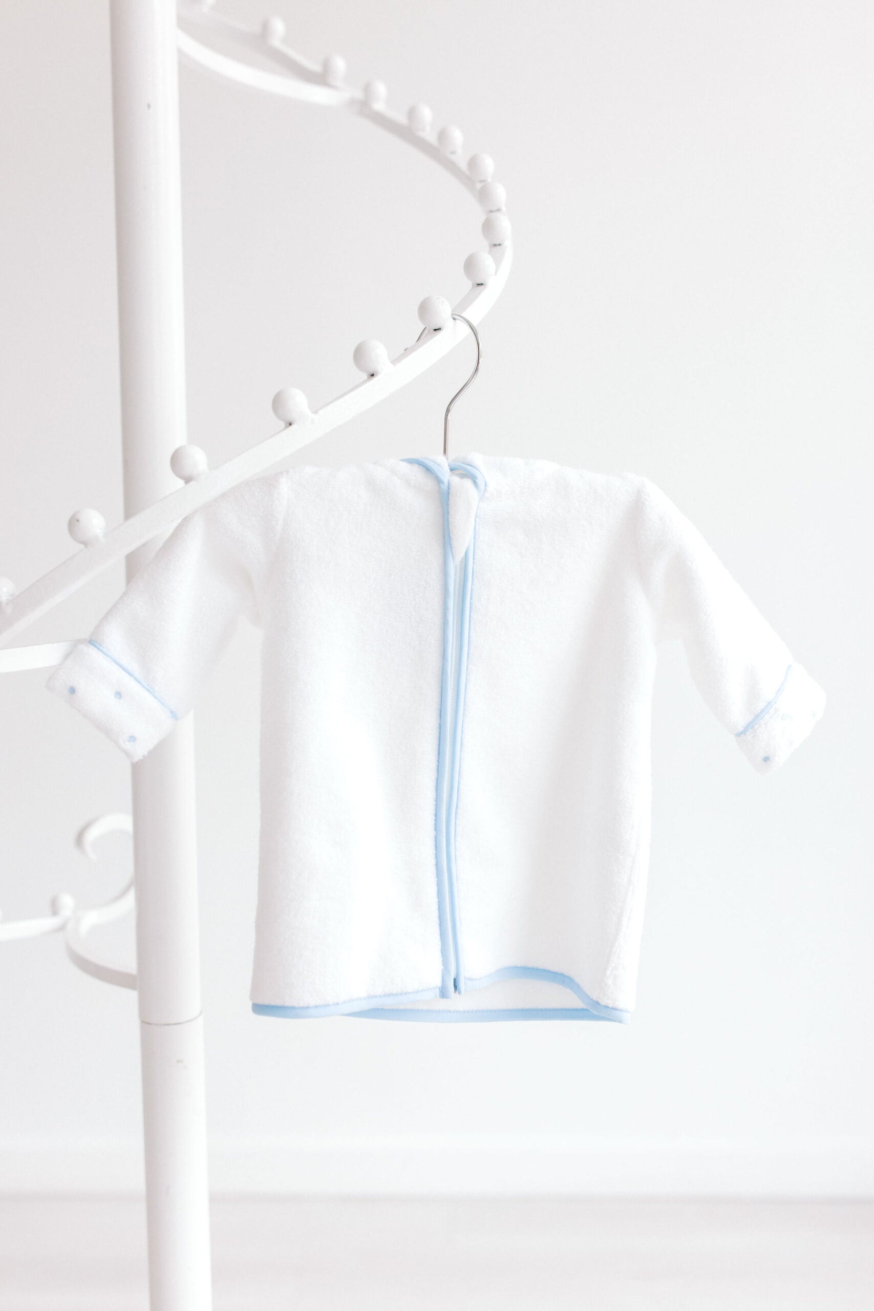 Baby Bathrobe with Blue Swiss Dots
