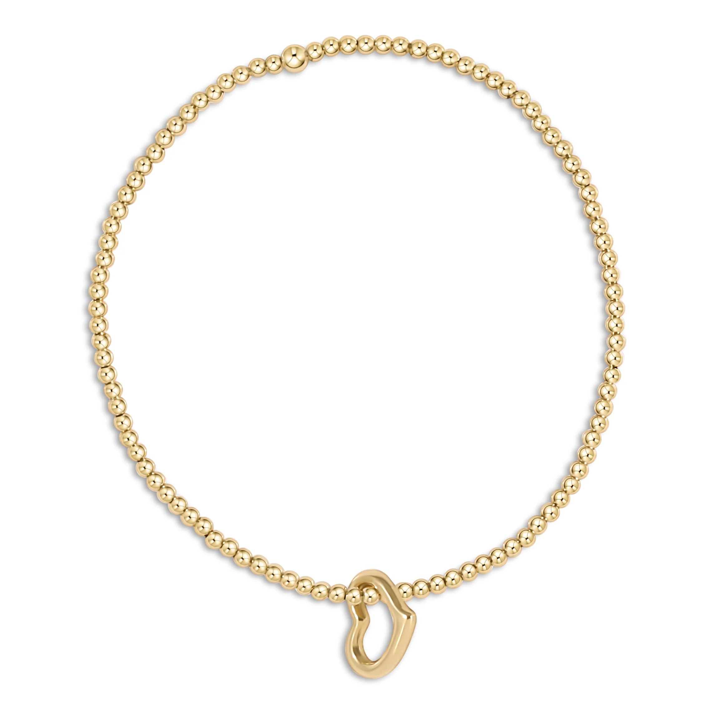 Classic Gold 2.5 mm Bead Bracelet - Love Small Gold Charm