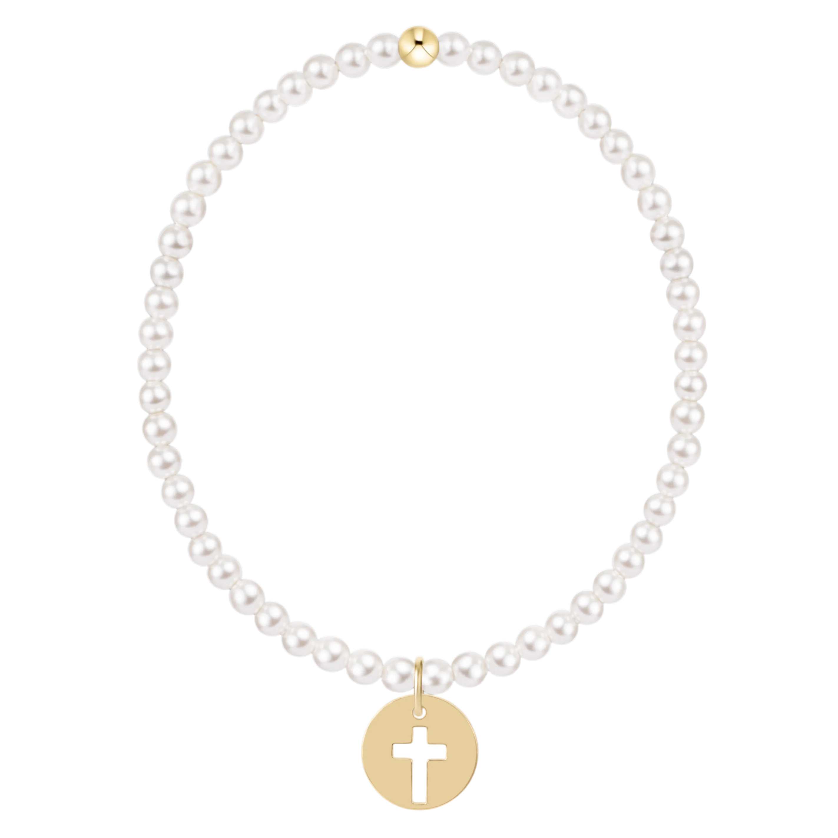 E Girl Classic Pearl 3mm Bracelet - Blessed Gold Disc